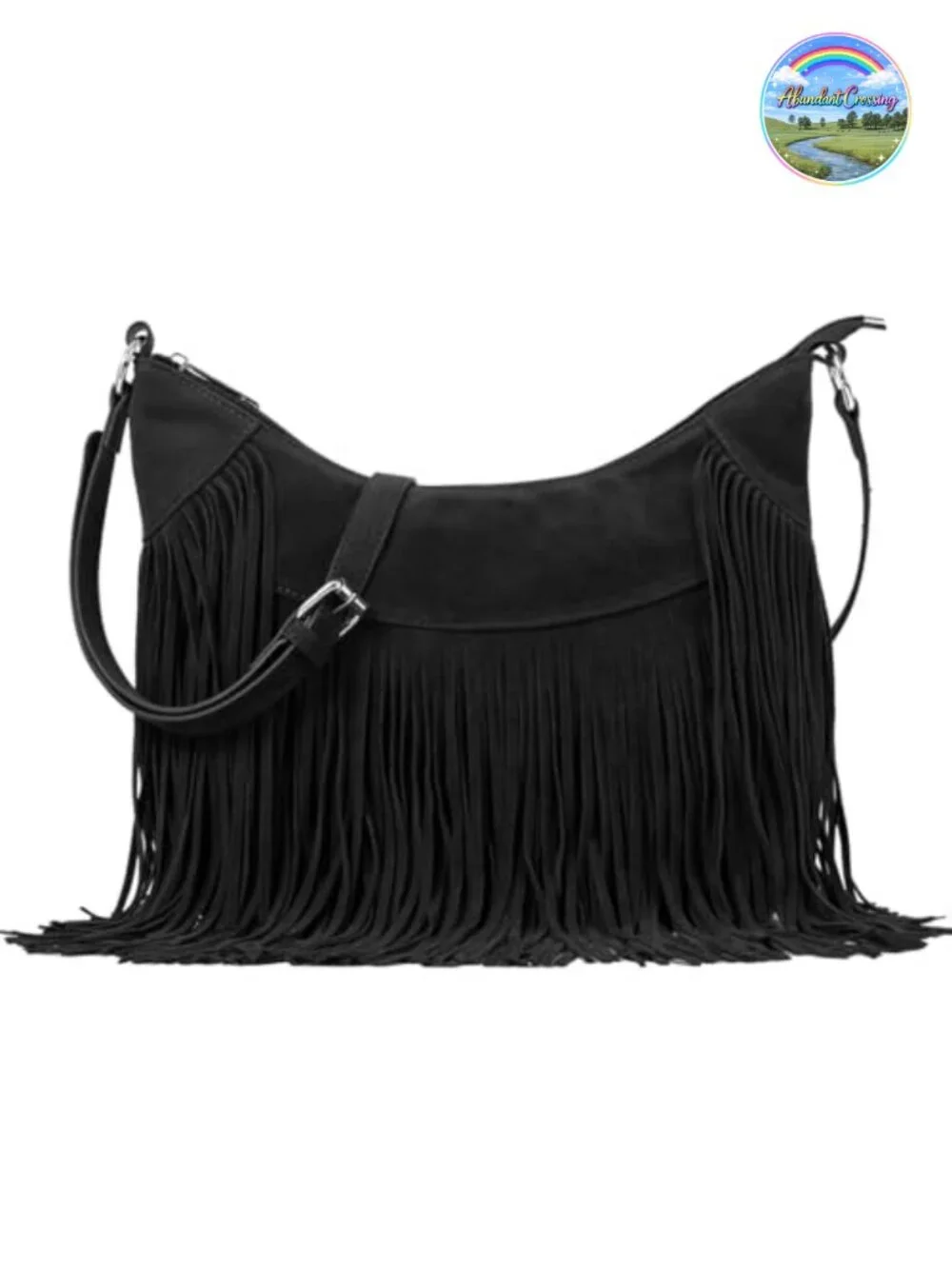 Women Fringe Hobo Bag Vegan Suede Tassel Hippie Crossbody Purse